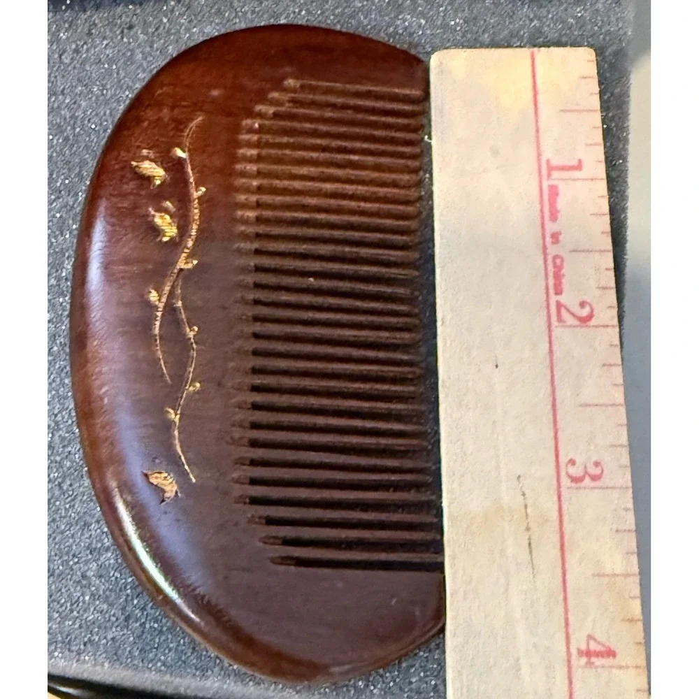 Butterfly Sandalwood Comb Anti Static Wooden Pocket Hair Comb Half Moon Detangle